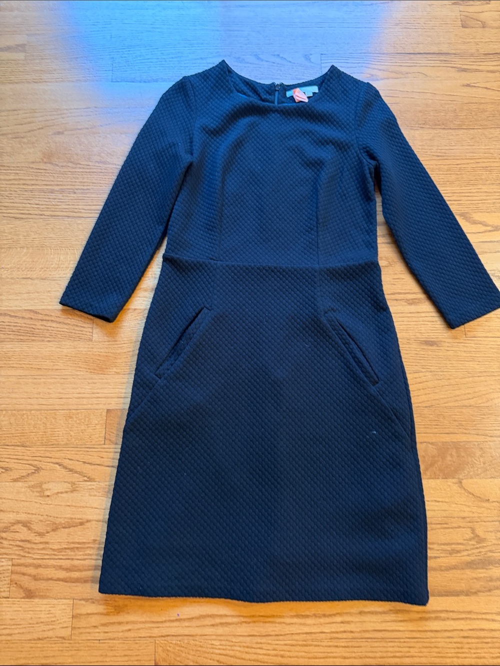 Boden Black Textured Long-Sleeve Sheath Dress